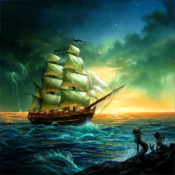 Boating In The Ocean Art - 5D Diamond Painting 