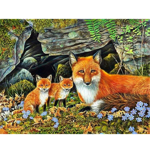 Happy Fox - Animals 5D Diamond Painting - DiamondByNumbers - Diamond  Painting art