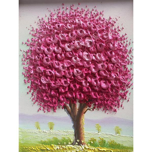 Finished Diamond Painting Pink Flowers 