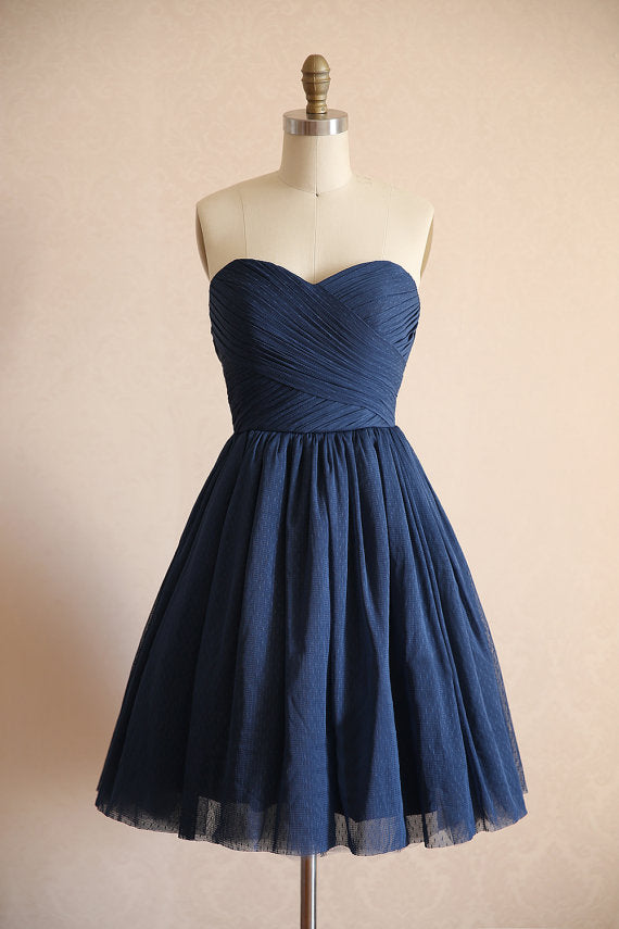 Short Davy Navy Tulle Homecoming Dress – misaislestyle