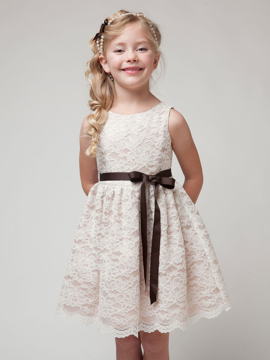High Quality French Lace Girls Birthday Party Dress With Detachable Sa ...