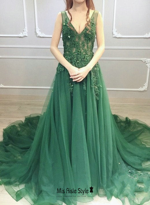 Sexy Sheer Green Prom Dress – misaislestyle