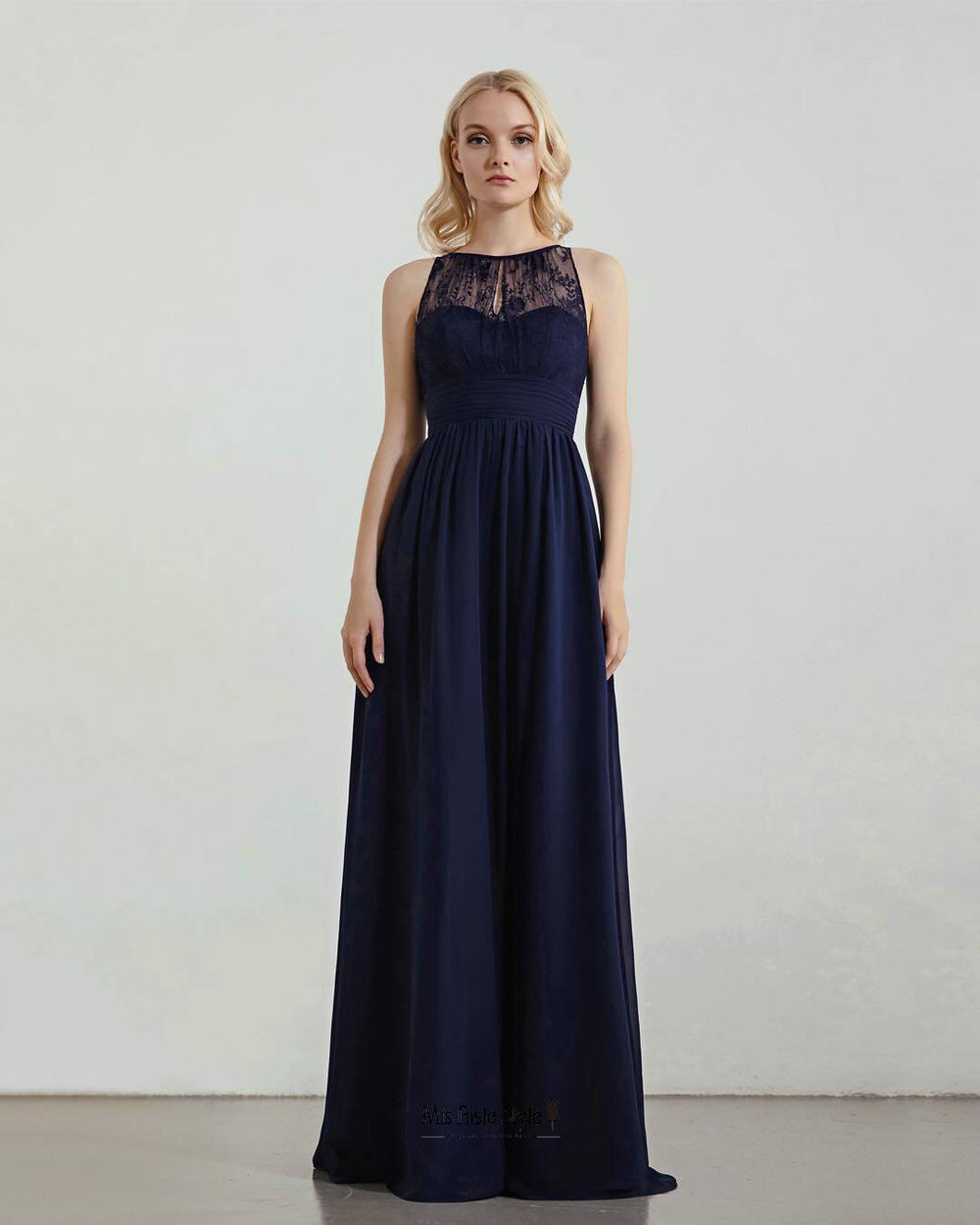 Long Navy Blue Cheap Bridesmaid Dress – misaislestyle