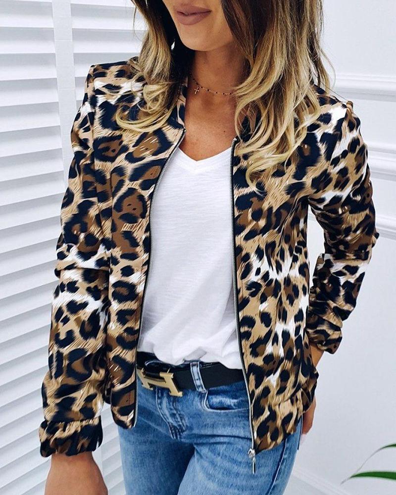 Leopard Print Zip Front Jacket 17