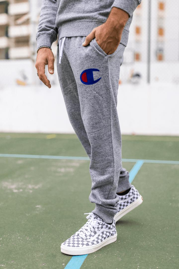 champion rib cuff pants grey