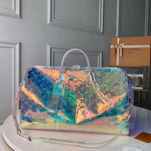 LOUIS VUITTON PVC Monogram Keepall Bandouliere 50 Iridescent Prism 358337