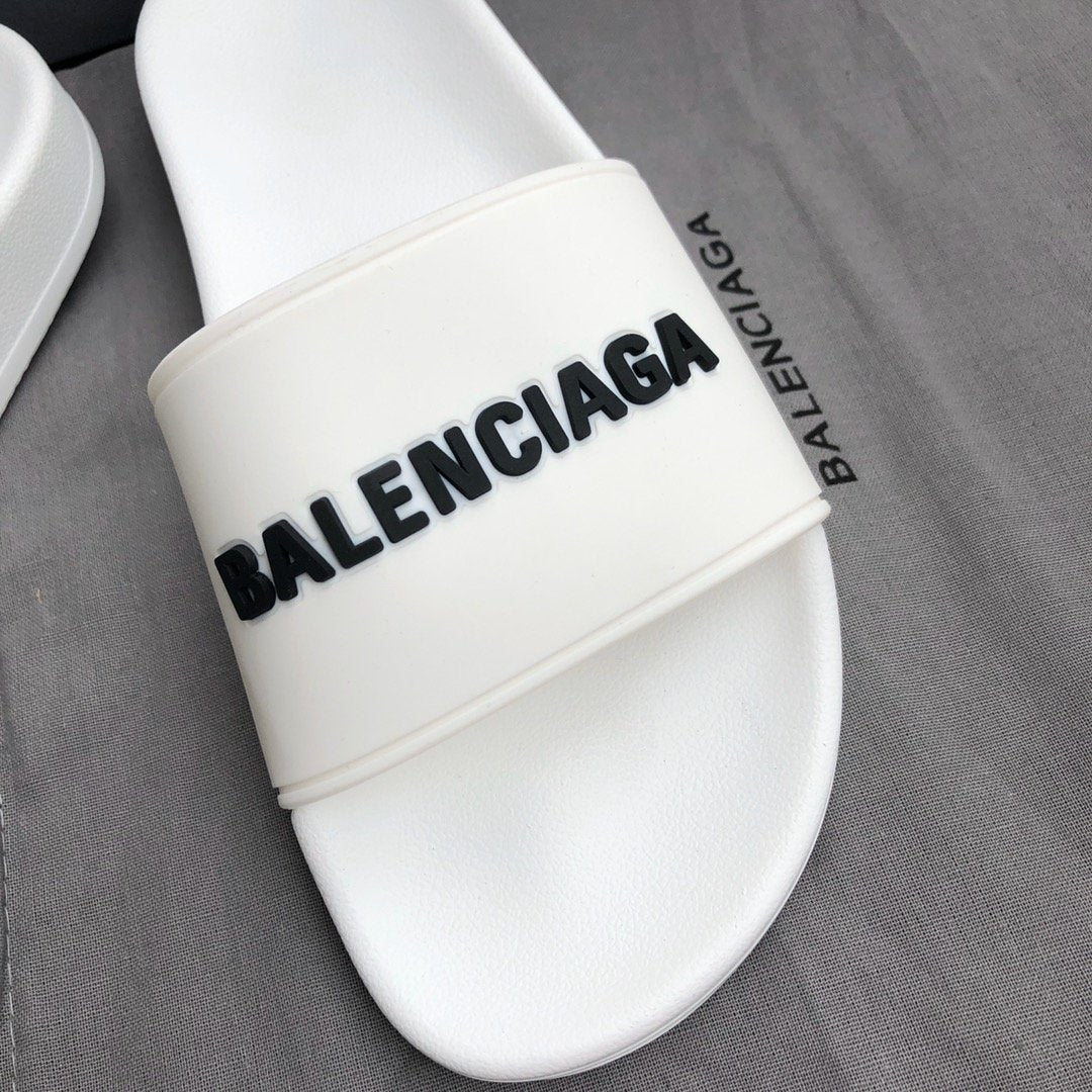 white balenciaga slides