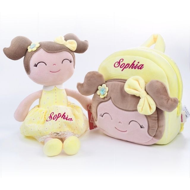 Image of Personalized Yellow Doll & Backpack Bundle