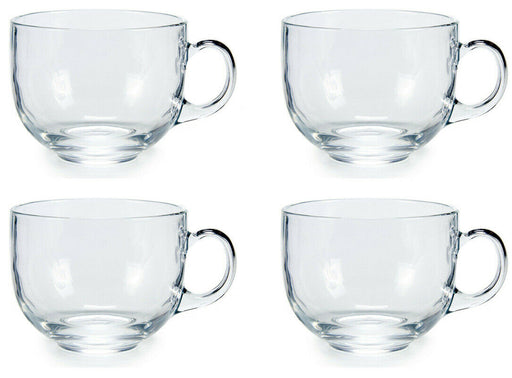 Set of 6 LARGE Clear Glass Coffee Mugs Tea Cappuccino Mug Glass Cups 340ml