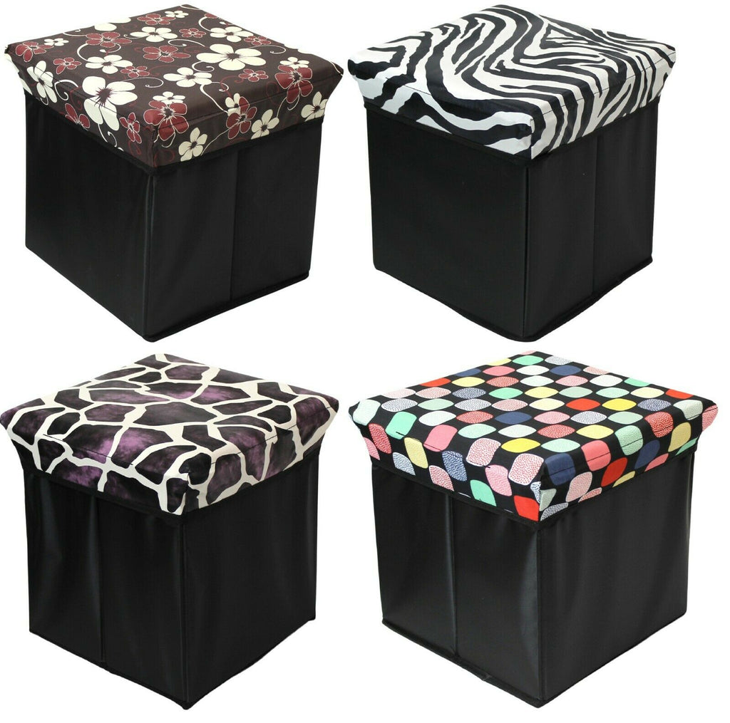 Ottoman Cube Padded Storage Box Seat Bright Storage Box Toy Chest Bo Cheerful Bargains Ltd