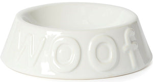 white dog bowl