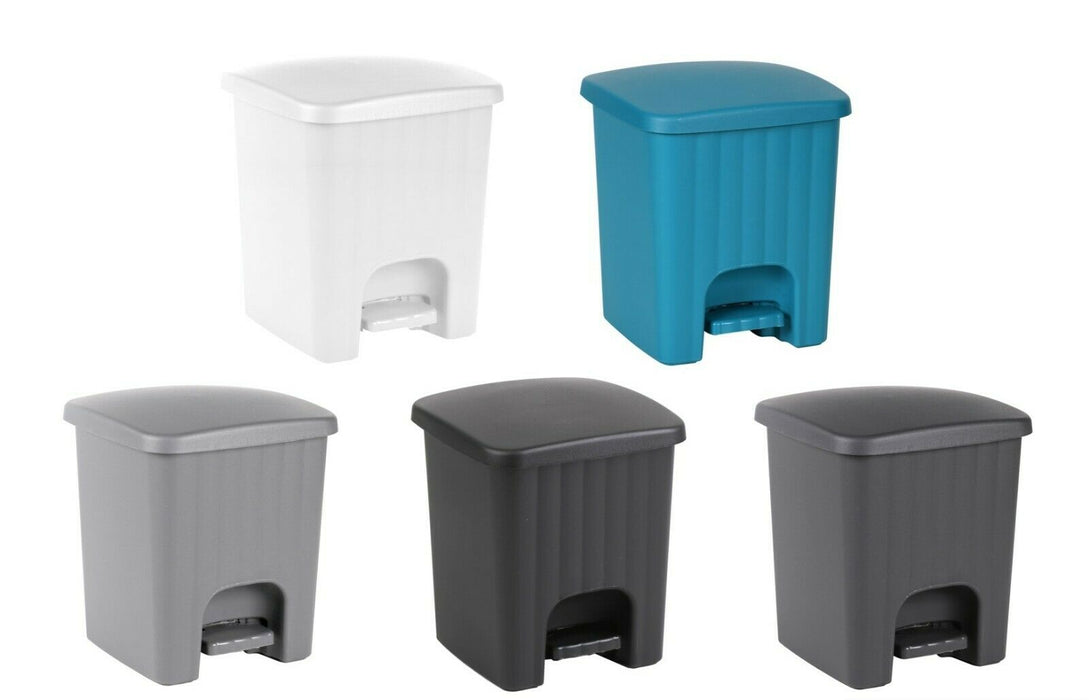 Foot Pedal Bin - 5 Litre Small Plastic Bathroom Garbage Waste Dustbin 5 Colours