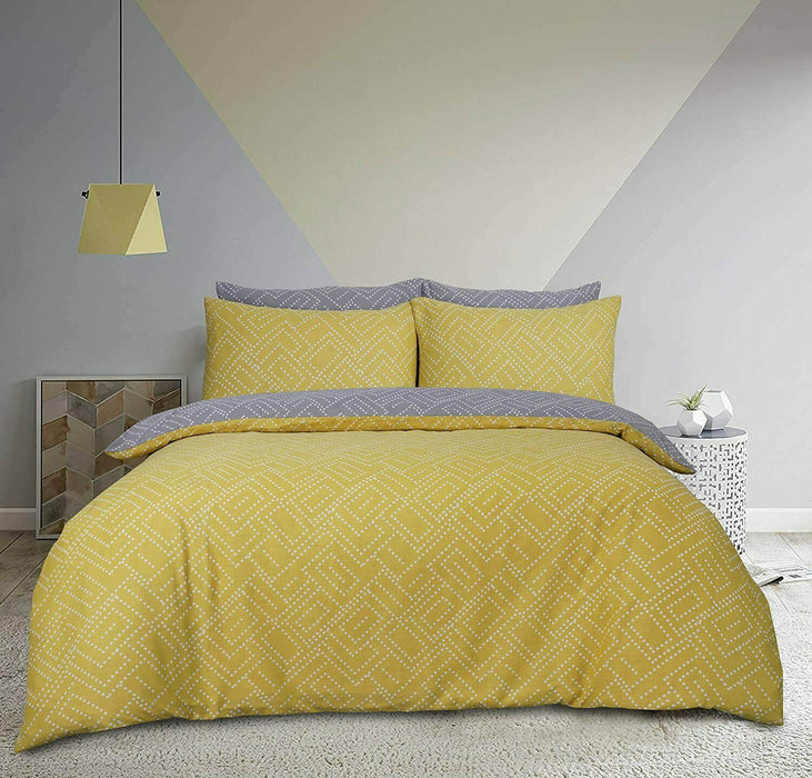 grey and yellow duvet set