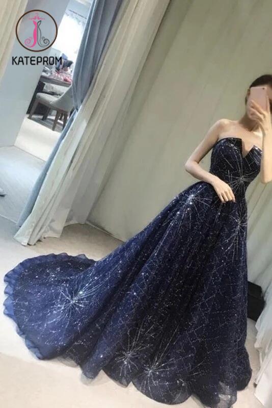 blue sequin evening gown