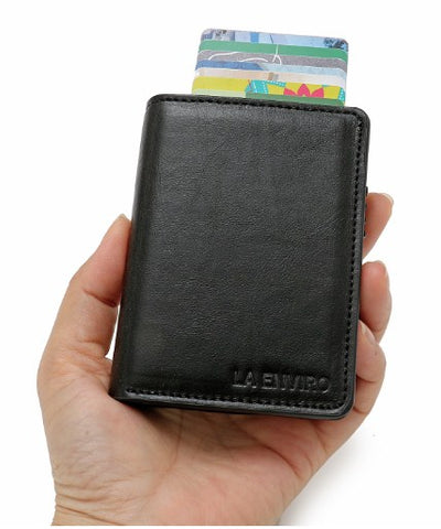 Minimalist Unisex Vegan Leather Wallet - Black