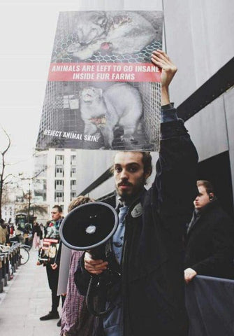 anti-fur campaigners protested