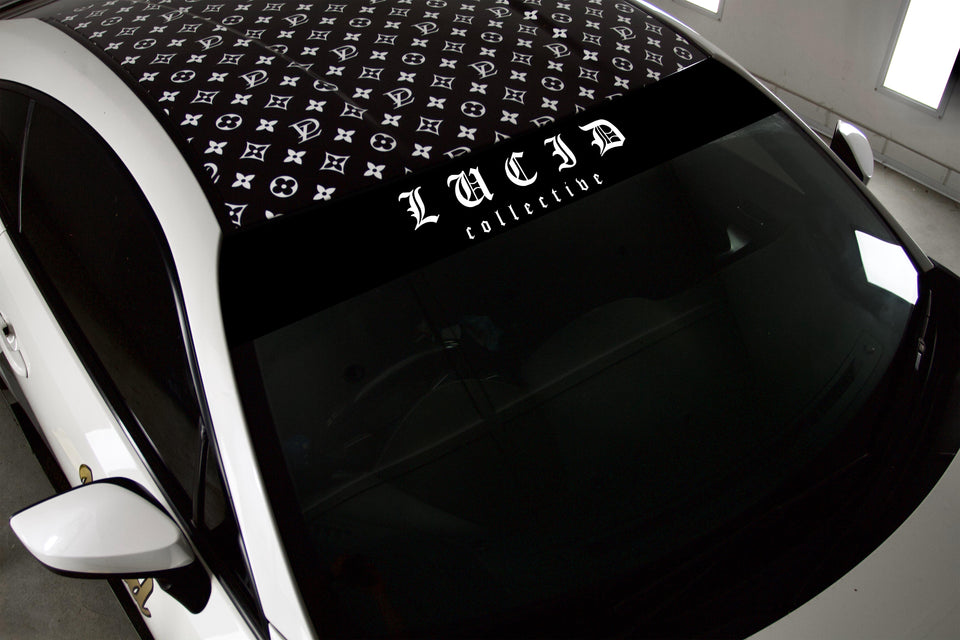 luxury car wrapped in louis vuitton print, car