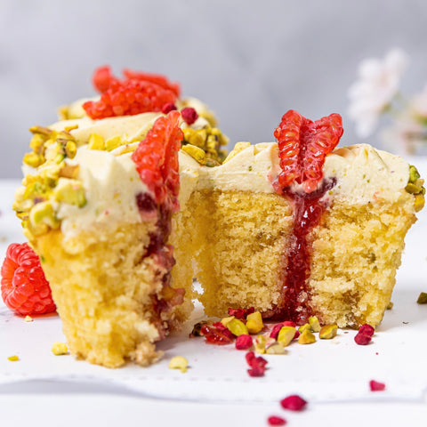 Pistachio & Raspberry Cupcakes - Jack and Beyond