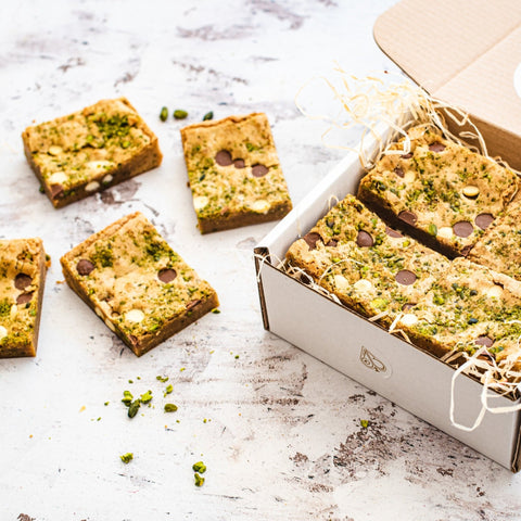 White Chocolate & Pistachio Blondie Box of 8 - Jack and Beyond