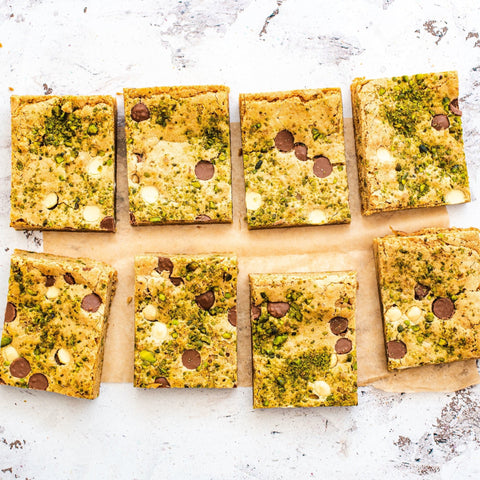 White Chocolate & Pistachio Blondie Box of 8 - Jack and Beyond