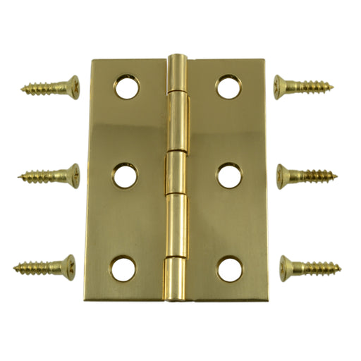 1-1/2 X 1-1/2 Bright Brass Butt Hinges | Pack of 2 | Cabinet Door or Box  Hinges | H11-H537BBP112 (1)