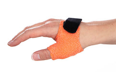 Thumb orthosis in Orficast Orange.