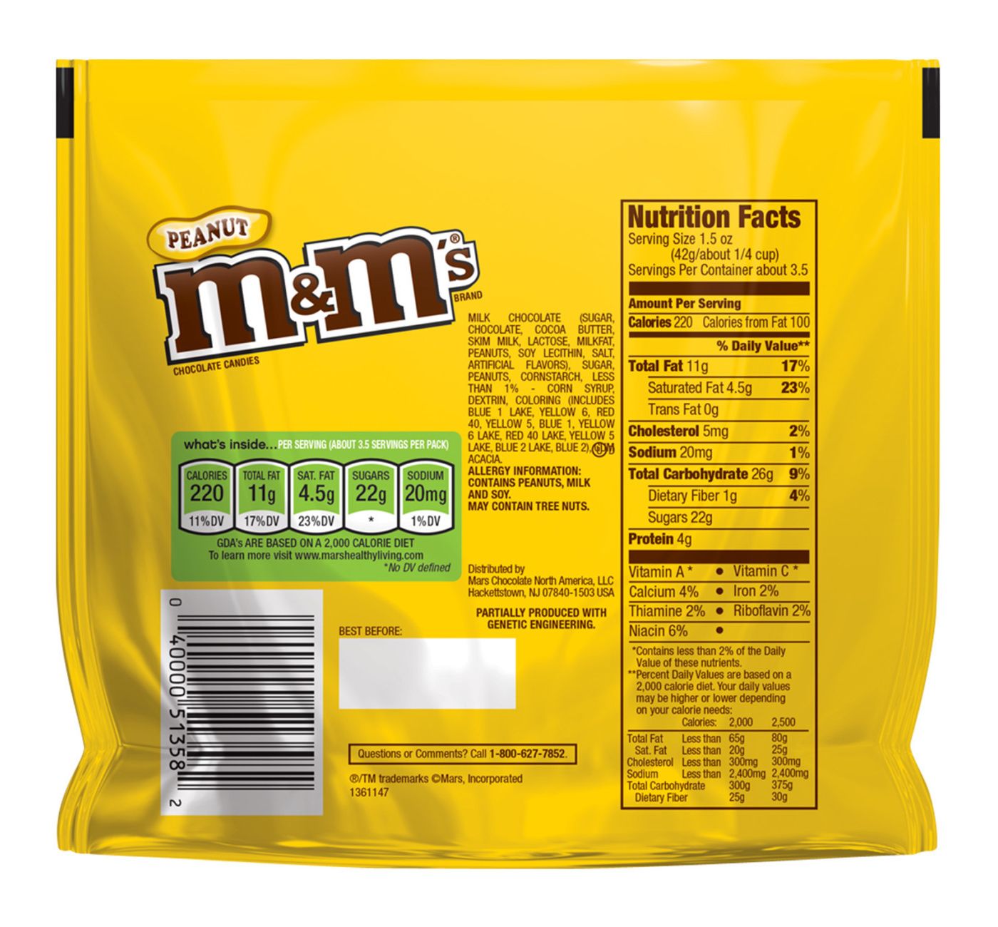 peanut m&ms fun size calories