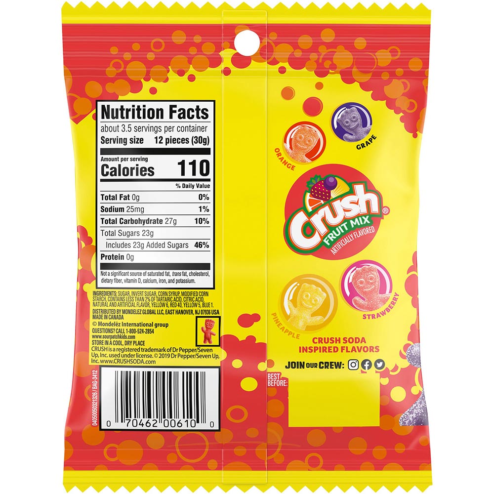 Sour Patch Kids Crush Soda Fruit Mix Flavors 3 6oz Five And Dime Sweets