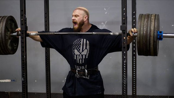 Bodybuilder wearing the GASP Thermal Skull Tee