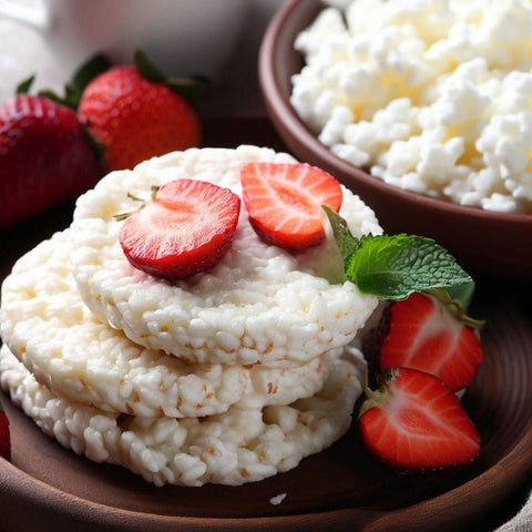 Rice Cakes with Cottage Cheese & Strawberries
