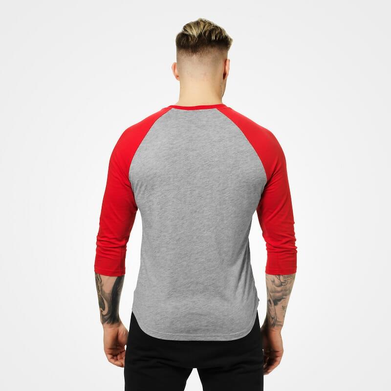 red and gray baseball tee