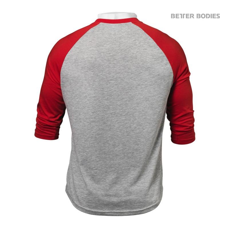 red and gray baseball tee