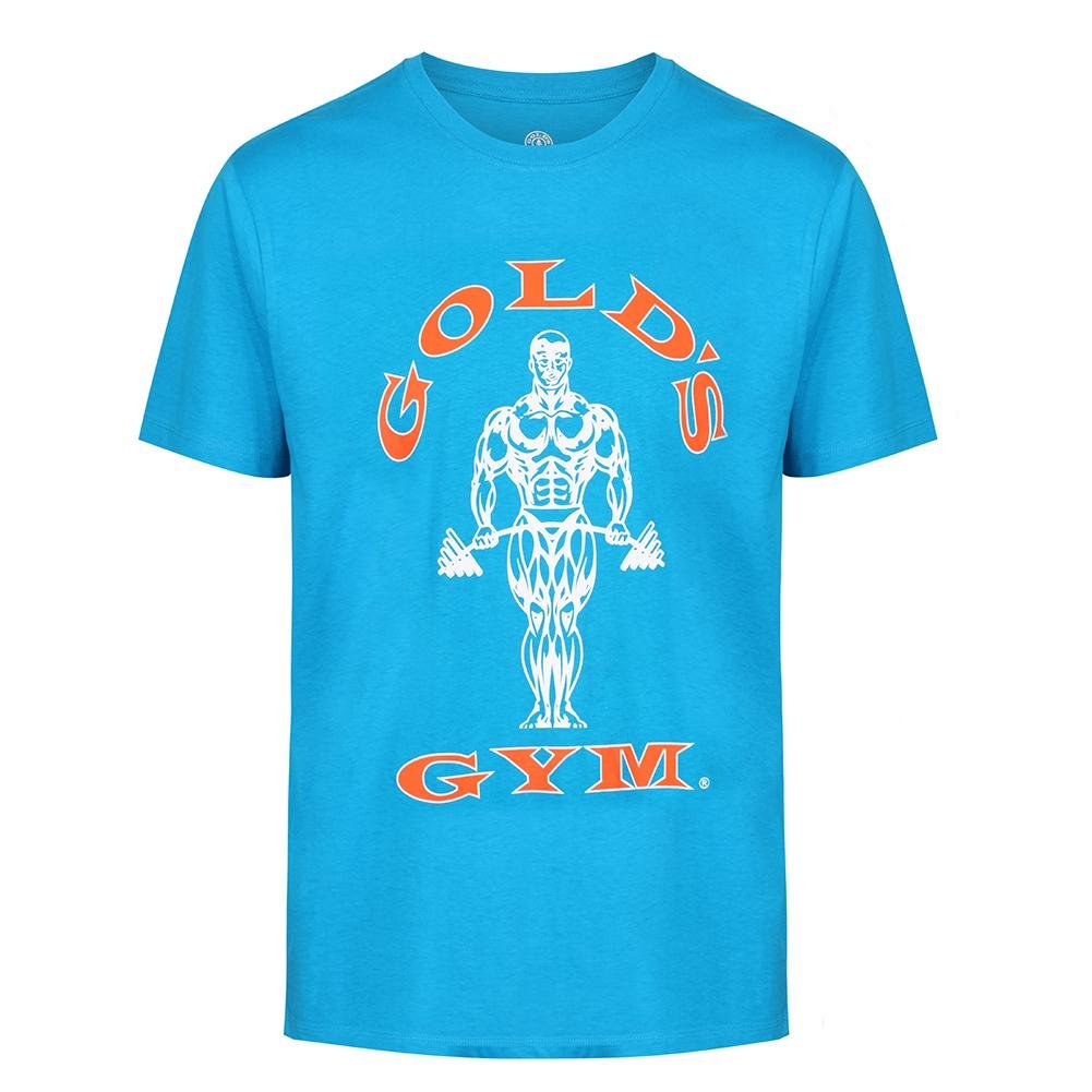 GOLDS GYM PUFF PRINT VINTAGE STYLE T-SHIRT BLUE MARL 