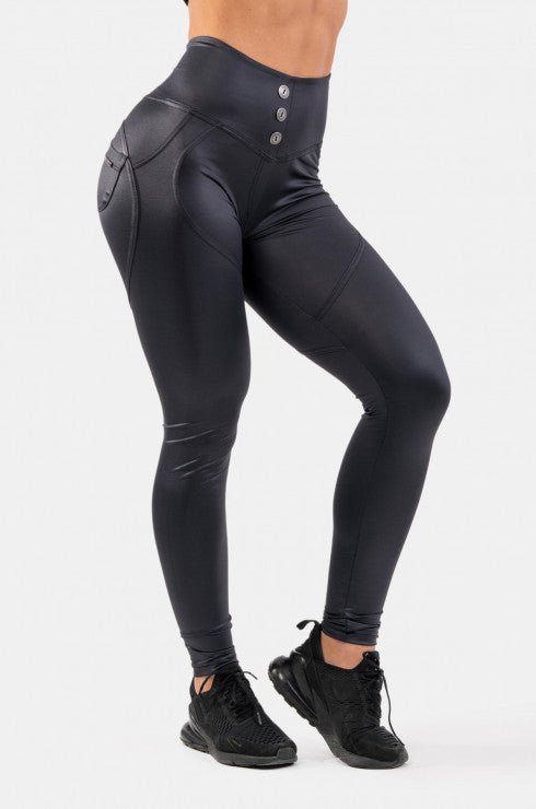 Nebbia Leather Look Bubble Butt Pants 538 - Brown – Urban Gym Wear
