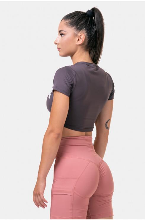 Nebbia Short Sleeve Sporty Crop Top - Old Rose – Urban Gym Wear