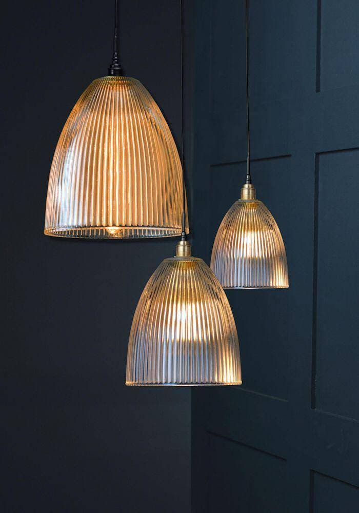 IP44 Prismatic Ribbed Glass Bathroom Pendant Light | Designer Bathroom