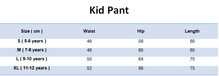 Kid Pant Sizing