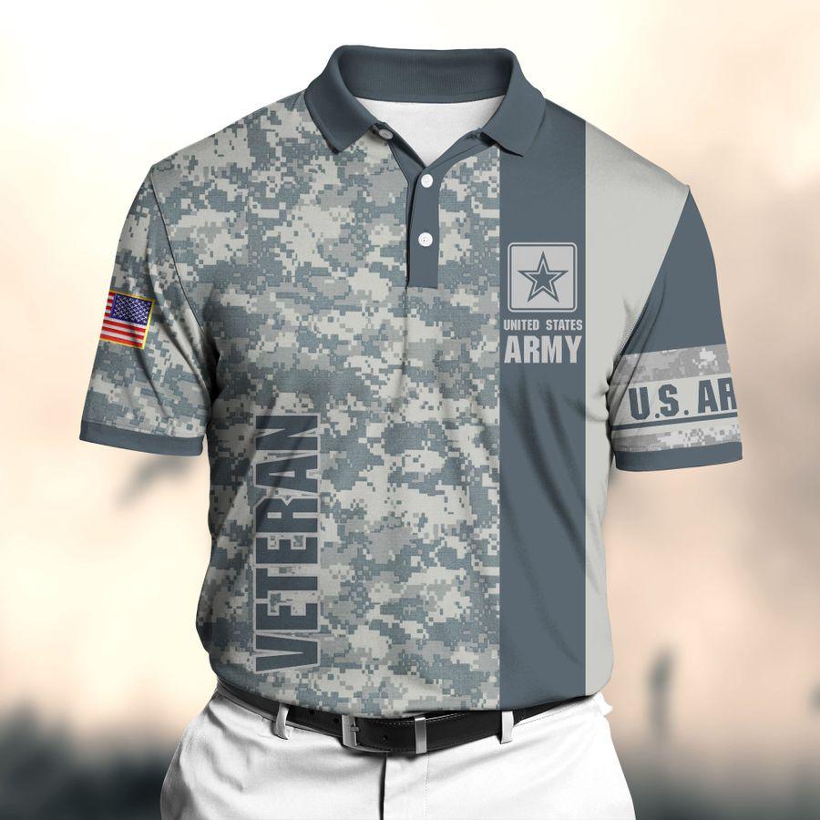 Discover Premium Unique US Army Veteran Polo All Over Printed Shirt For Man