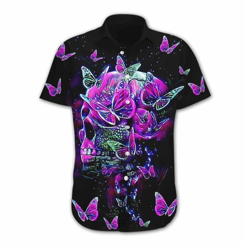 Hawaii Butterfly Skull Beach Sleeves Shirt