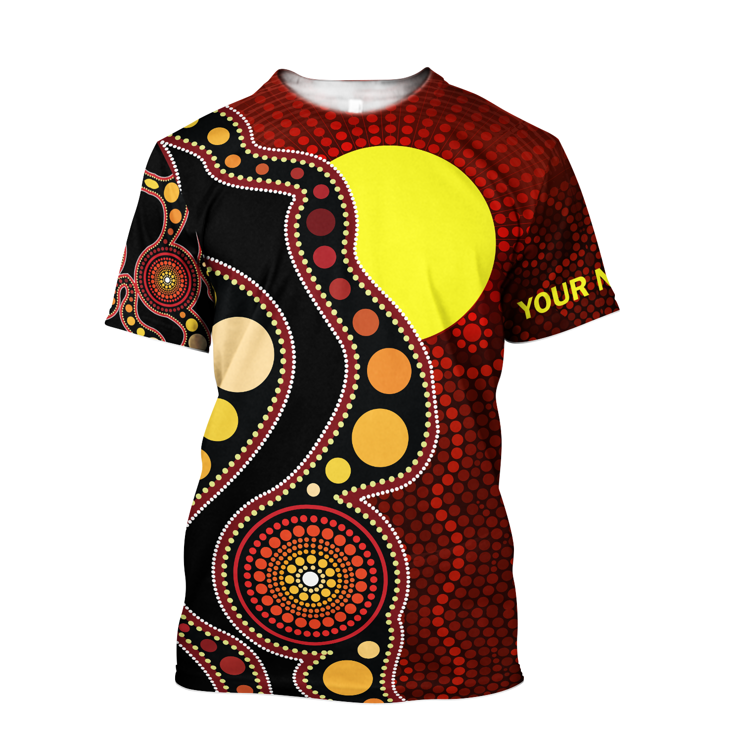 Custom name Aboriginal Flag Circle Dot Painting Art summer 3D Shirt