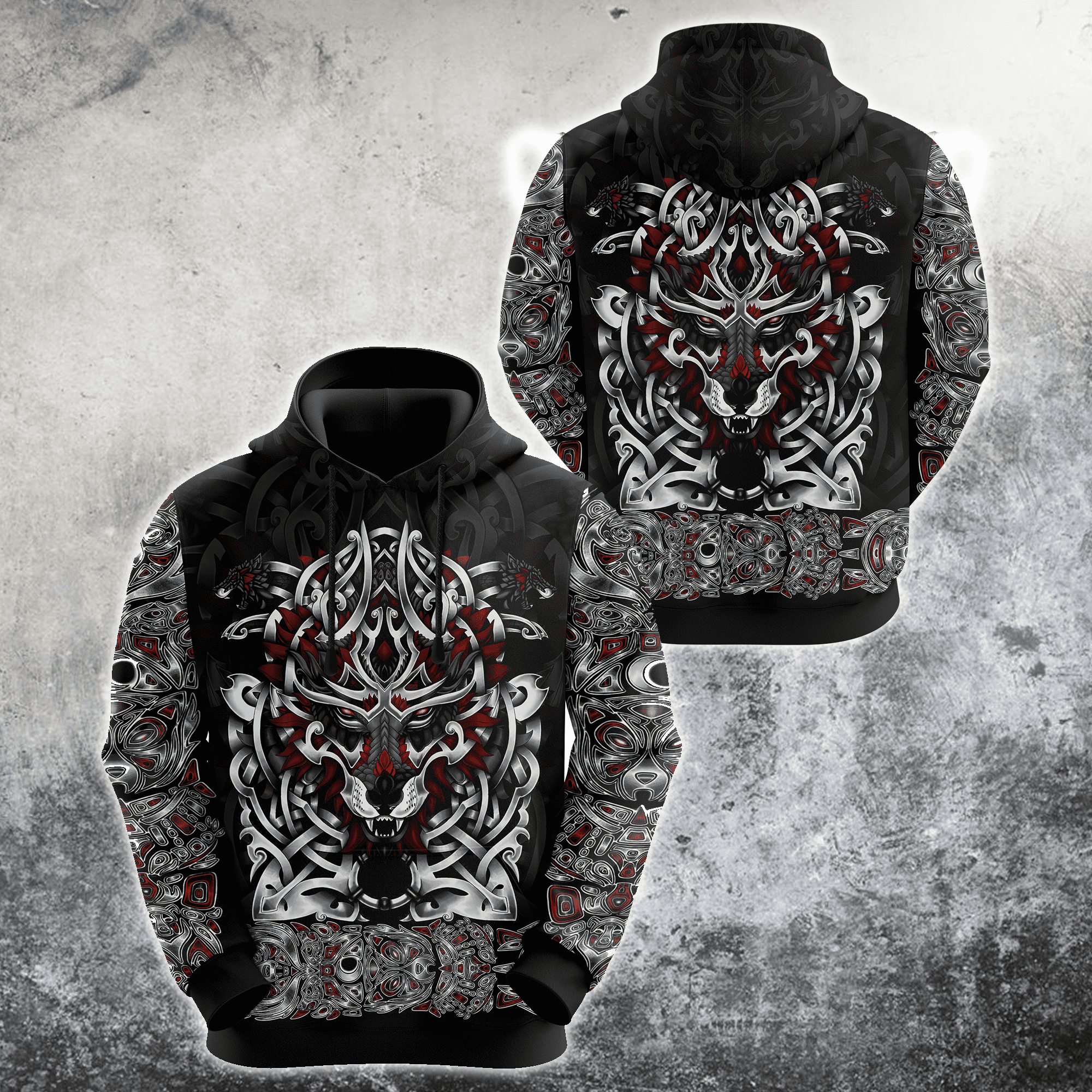 Discover Wolf Viking Sweat À Capuche 3D 