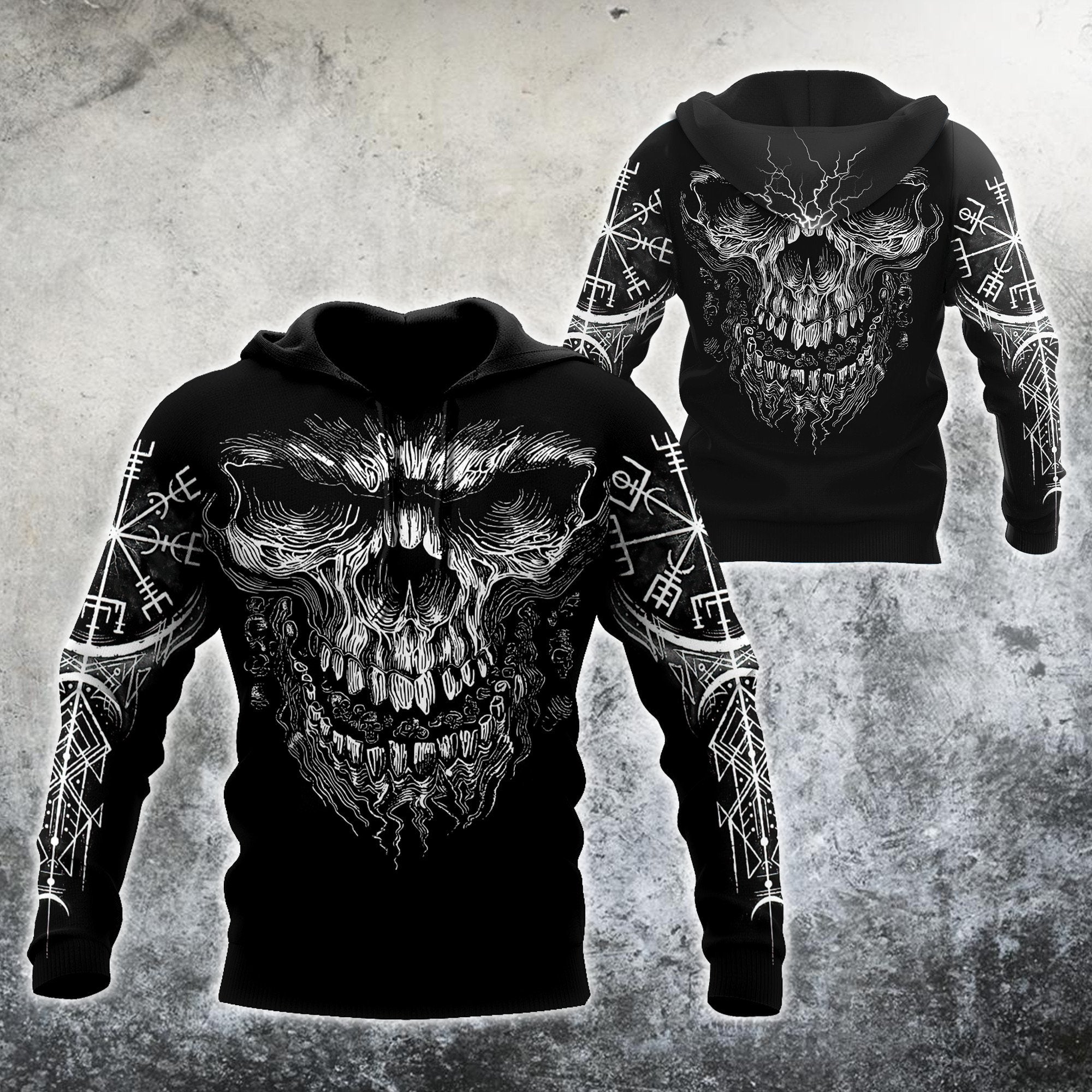 Discover Viking Tête De Mort Sweat À Capuche Hoodie 3D Unisex