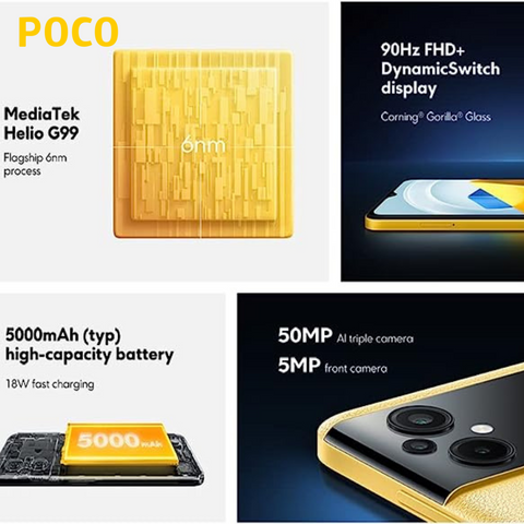 POCO M5 Smartphone  | 6GB RAM, 128 GB ROM |  50MP Triple Camera 6.58" Octa Core