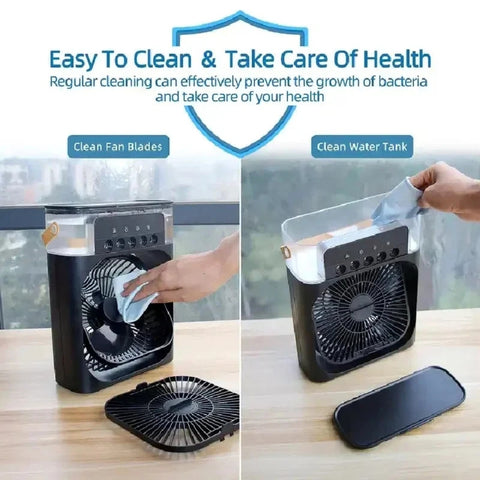 Portable mini air conditioner cleaning feature