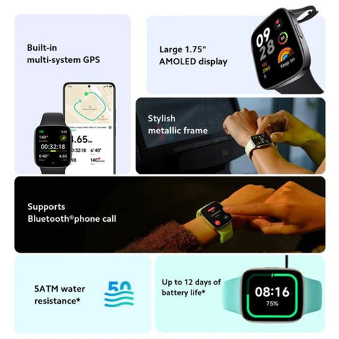 Redmi Smart Watch 3 Active Black 1.83 Inch Big LCD Display, 5ATM Water  Resistant, 12 Days Battery Life, GPS, 100+ Workout Mode, Heart Rate  Monitor, Full Scale Fitness Tracking.(Global Version) : :  Electronics