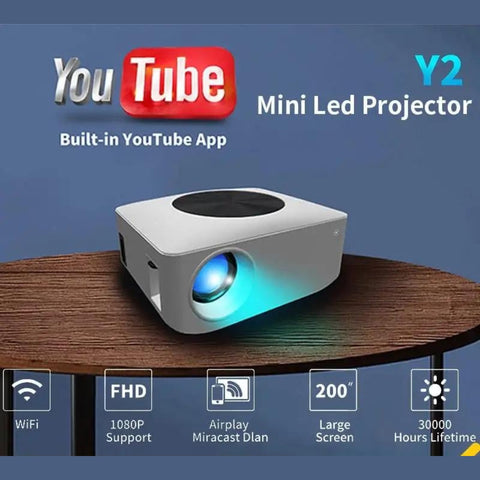 Y2 Mini LED Projector with Built-in YouTube App