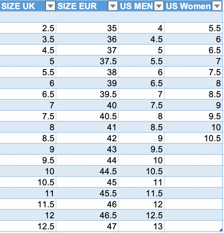 yonex shoe sizing