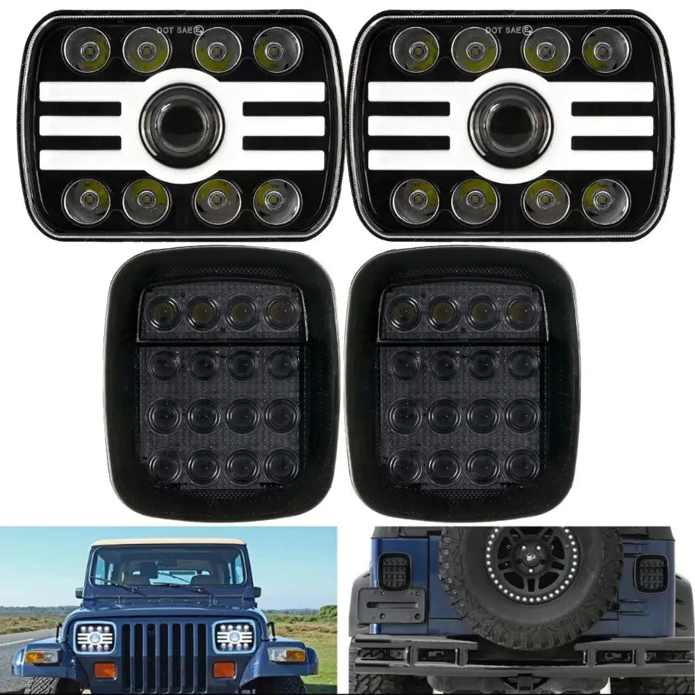 For 1987-1995 Jeep Wrangler Yj 7X6 Led Headlights Hi-Lo Beam + Tail Br –  Dynamic Performance Tuning