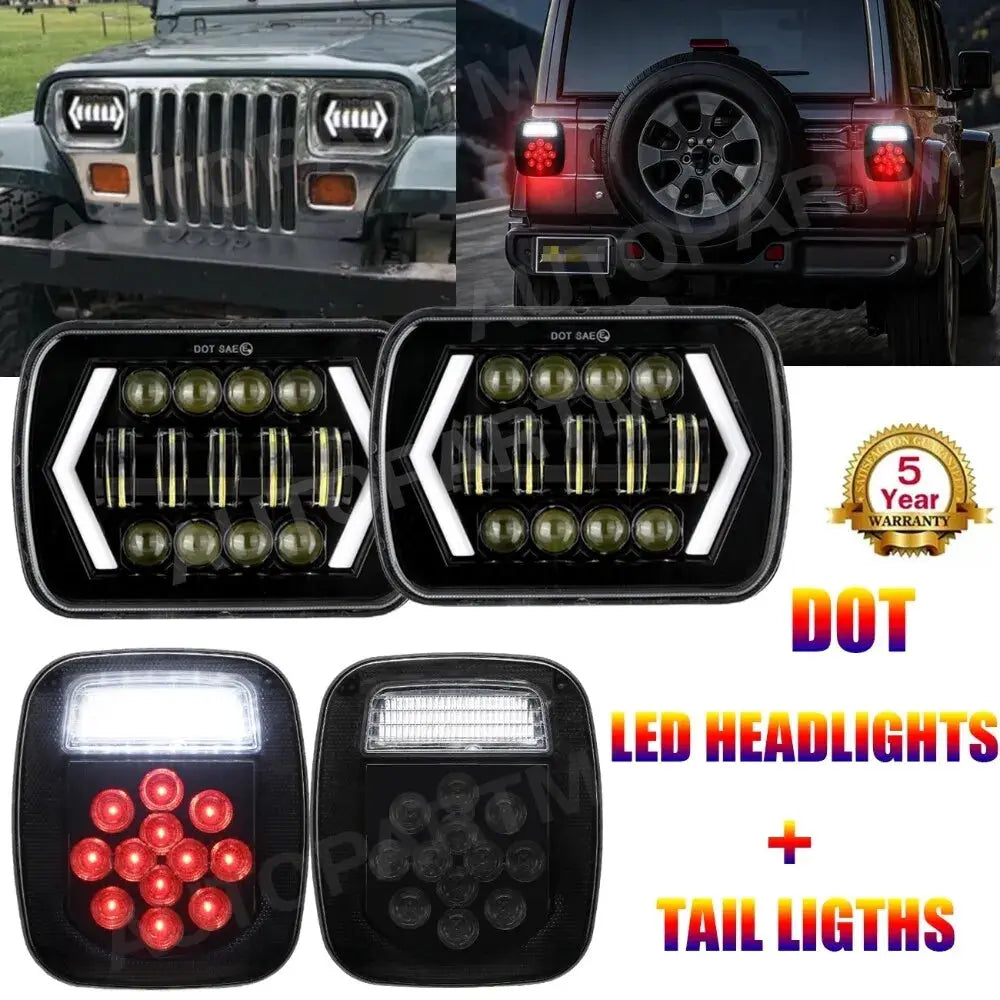 For 1987-1995 Jeep Wrangler Yj Led Headlight & Tail Light Brake Revers –  Dynamic Performance Tuning