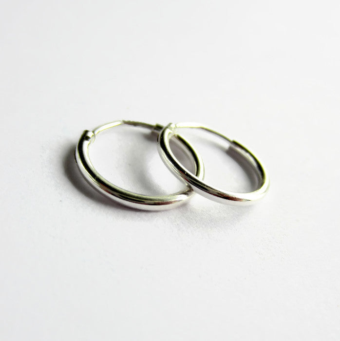 Simple silver endless hoop earrings - The Tiny Tree Frog Jewellery
